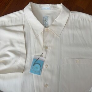 NEW Burma Bibas Cream Silk Short Sleeve Button Up Camp Shirt XXL - NWT